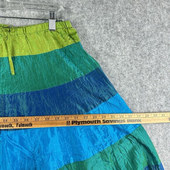 Vintage Cache Silk Maxi Skirt Womens M Blue Green Iridescent Western Boho Full - Picture 7 of 11